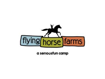 Flying Horse Farms logo, silhouette of a child on horseback
