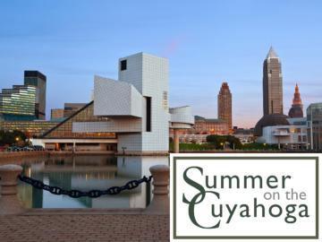 Summer on the Cuyahoga logo with Cleveland skyline