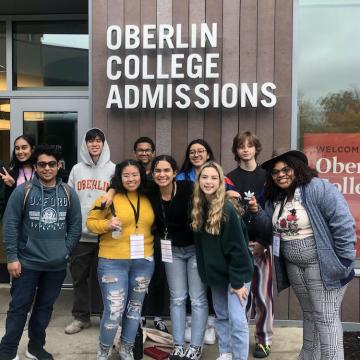 A group of high school students participating in Oberlin's Multicultural Visit Program.