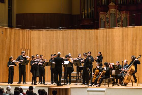 Oberlin Baroque Orchestra performs in Warner Concert Hall.
