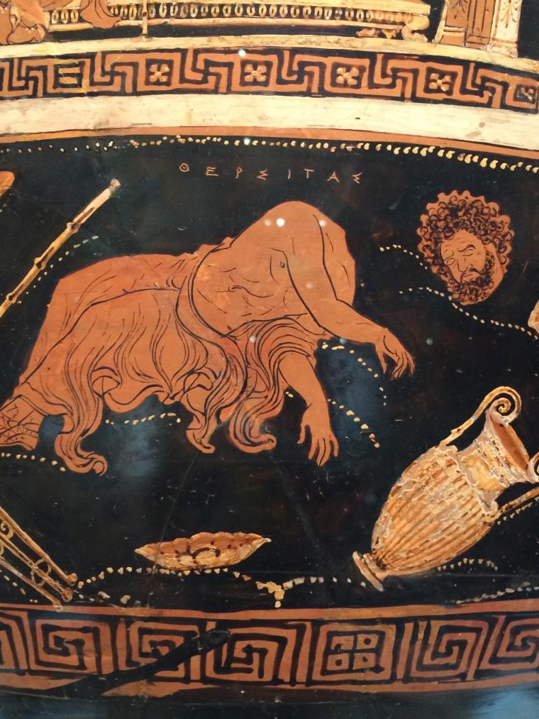 Greek vase showing Thersites, beheaded