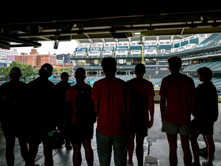 students tour stadium