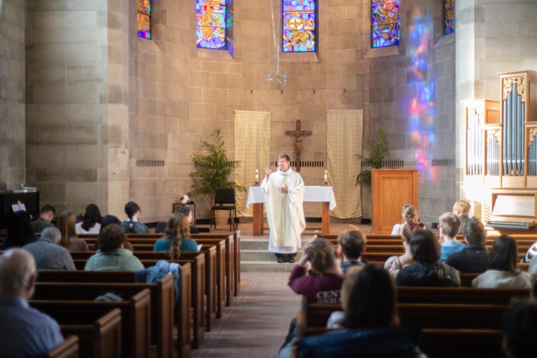 A Mass offered in Fairchild Chapel by the Oberlin Newman Catholic Community