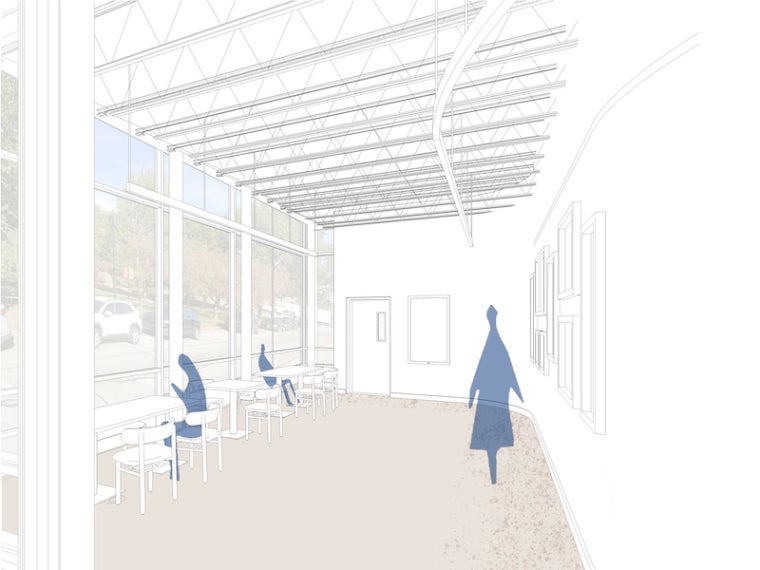 rendering of a gallery wall that overlooks College Street.