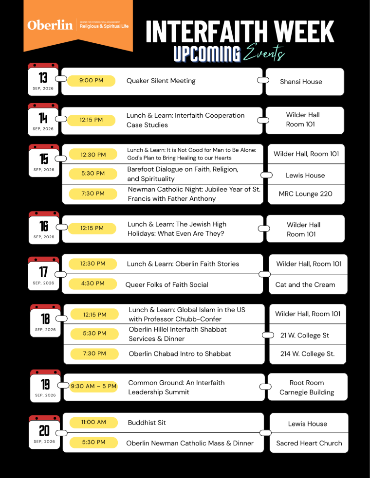 Interfaith Week Fall 2026 Calendar