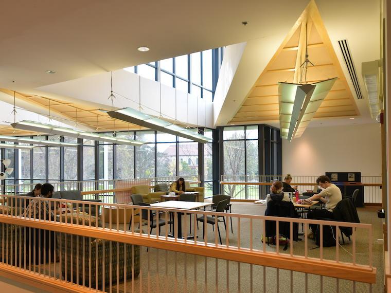 Photograph of students studying in the David Love Lounge located in the Science Center.