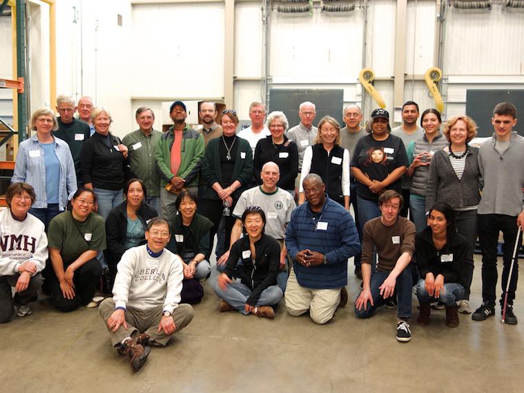 Photo of DC-based Oberlin Alumni attending a Day of Service at a food bank.