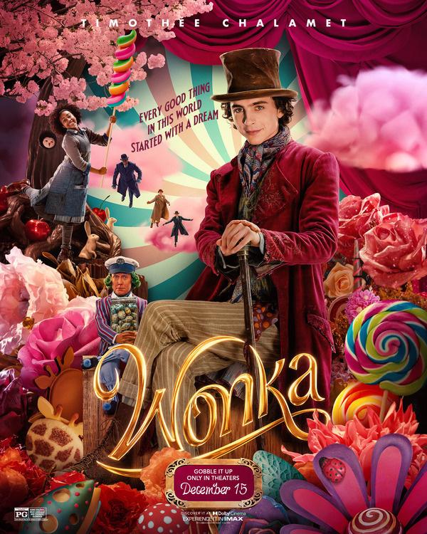 Movie poster for Wonka, 2023