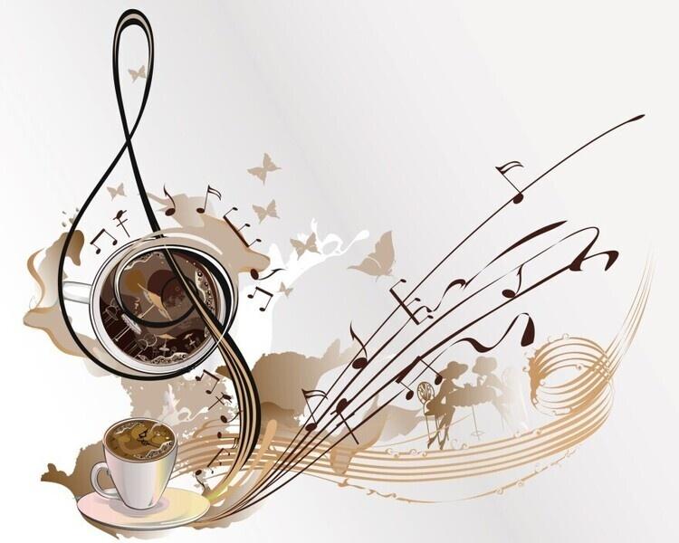 coffee cup and music notes