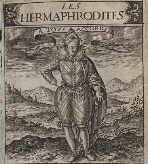 1605 illustration of a figure titled "Les Hermaphrodites"