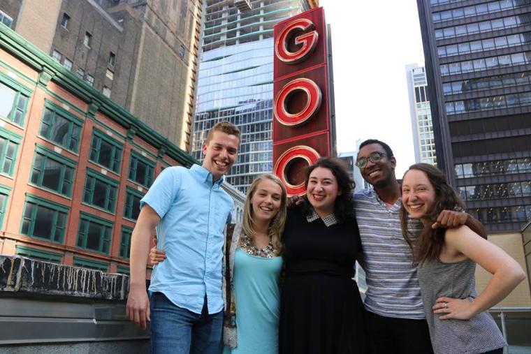 Anna Gelman ’16 (center) poses with fellow interns