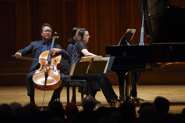 Yo-Yo Ma plays cello on the Finney stage.