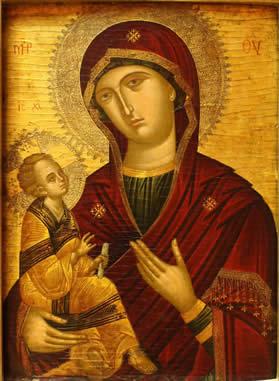 Italian, Creto-Venetian School. Virgin and Child, ca. 1500. Tempera on softwood panel.