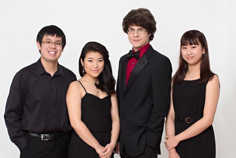 Winners of the 2014 Concerto Competition: San Jittakarn, Marika Yasuda, Jesse McCandless, and Yihui Liu 