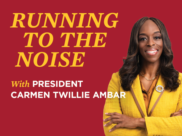 Running to the Noise podcast logo.