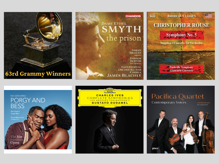 Five Grammy-winning album covers that feature the performances of Oberlin alumni.