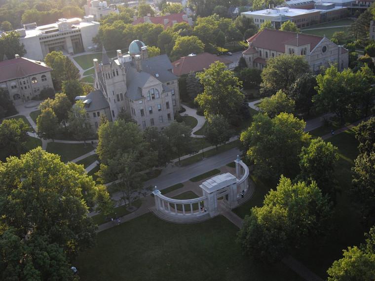 Aerial view of Peters Hall