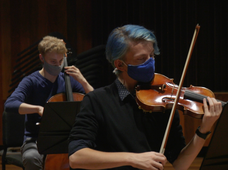 string musicians performing.