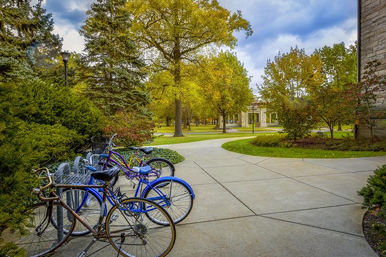 Bikes outside Peters hall 