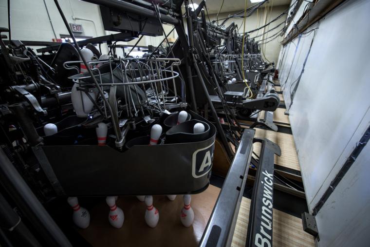 Bowling alley machinery.