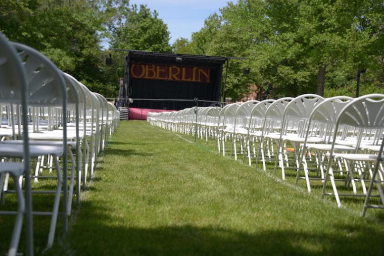 view of the Oberlin commencement stage 