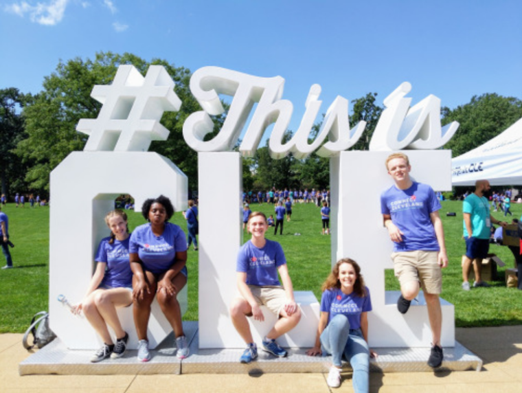 Oberlin students in a Cleveland park
