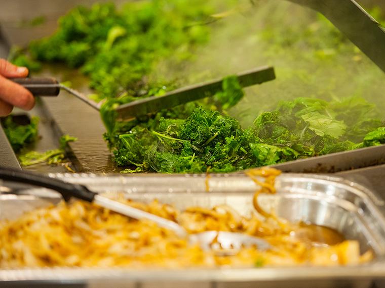 Food being prepared in Stevenson Dining Hall