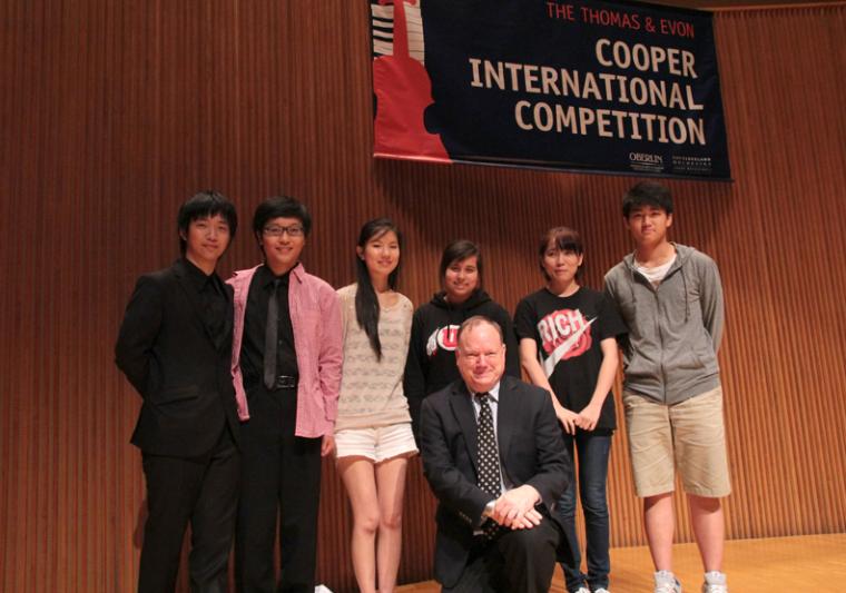 Kyumin Park, Jieming Tang, Angela Wee, Gallia Kastner, Ming Liu, and Ching-Yi Wei pose with Cooper director and jury chair Gregory Fulkerson