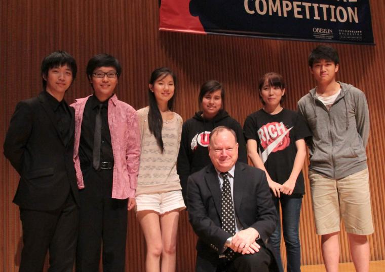 The six recital finalists of the 2013 Cooper International Competition with Cooper director and jury chair Gregory Fulkerson
