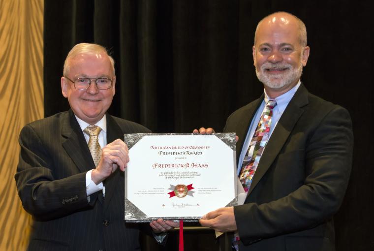 Frederick Haas receives an award