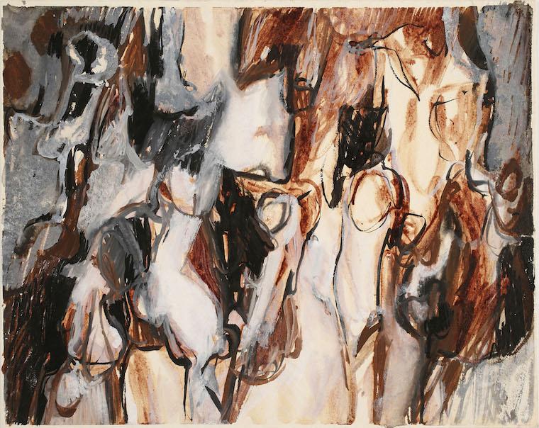 Browns and grays watercolor and Ink on paper by Eva Hesse