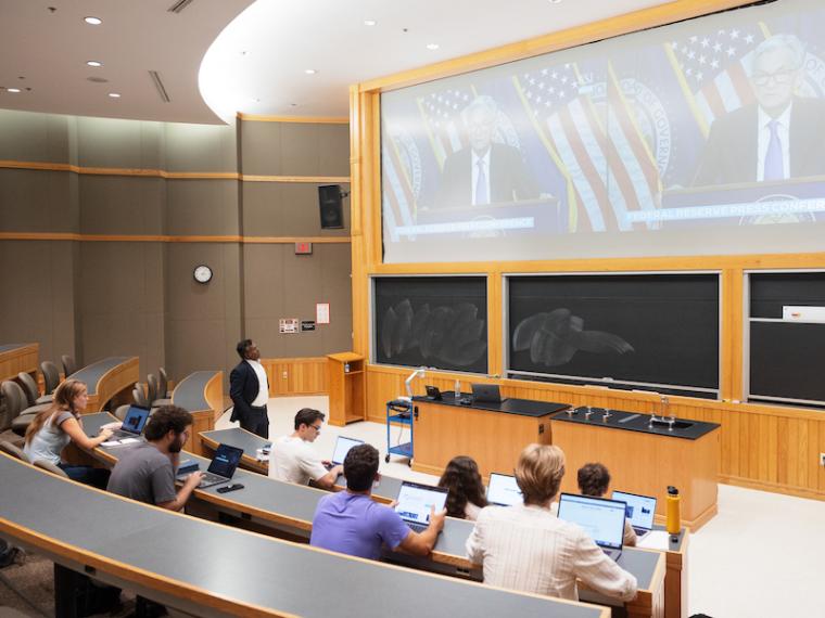 students in a financial economics class.
