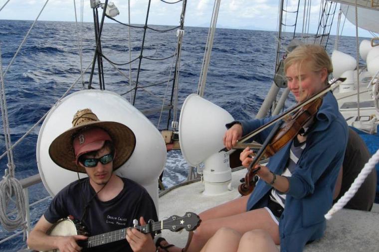Sophie Davis and her crew mates made music on the deck of their research vessel