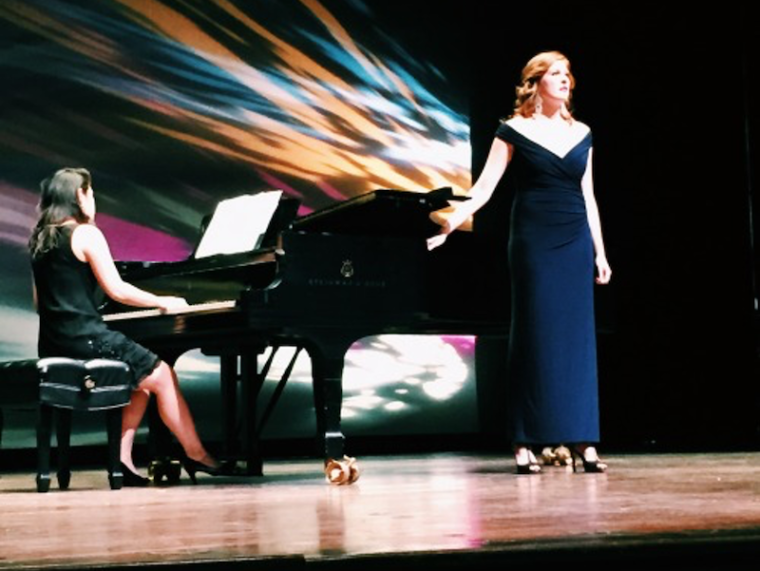 Katherine Skayhan singing with pianist Marika Yasuda.