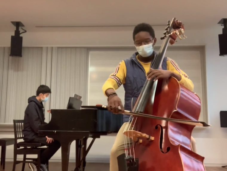 Bassist practicing with a pianist.