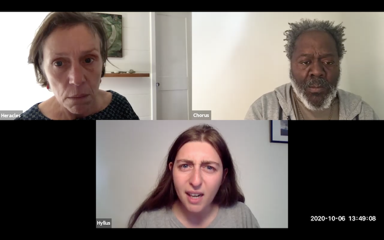 Three people in screenshot of Zoom meeting