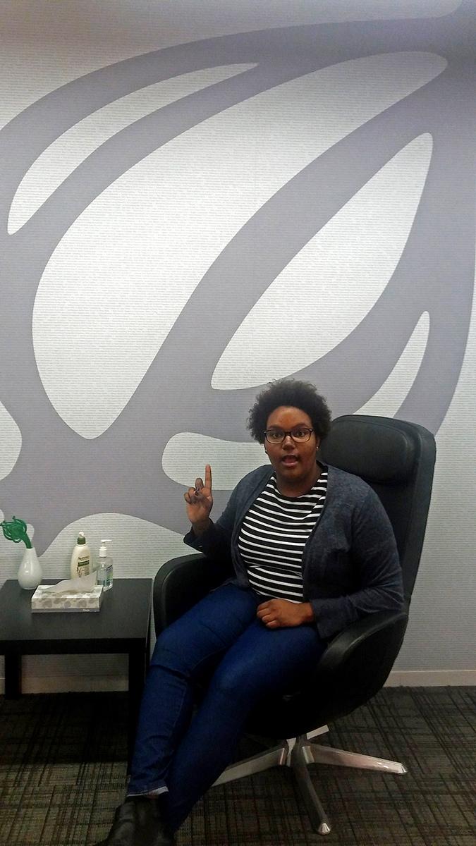 Maya Mariner ’15 in The Onion offices