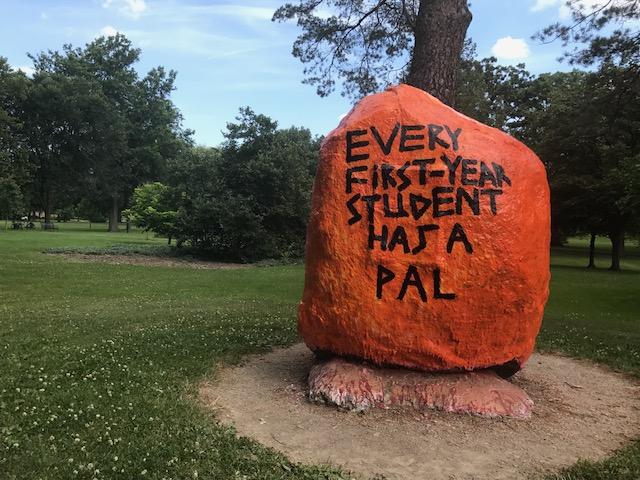 Painted rock in Tappan Square