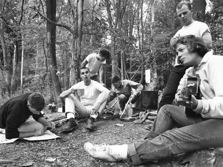 Oberlin Peace Corps volunteers at a campsite.