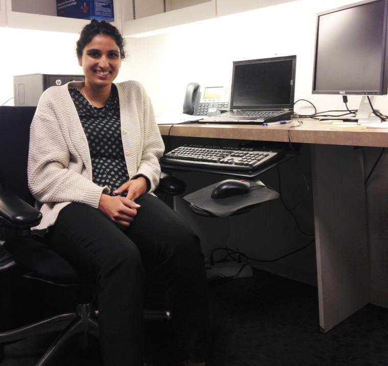Room with computer monitors and keyboard