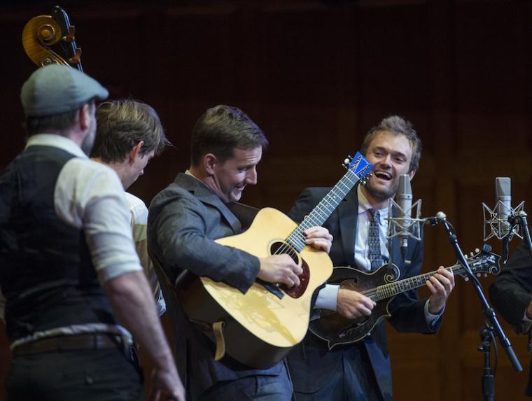 bluegrass musicians on stage.