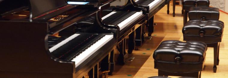 Grand pianos in Warner Concert Hall
