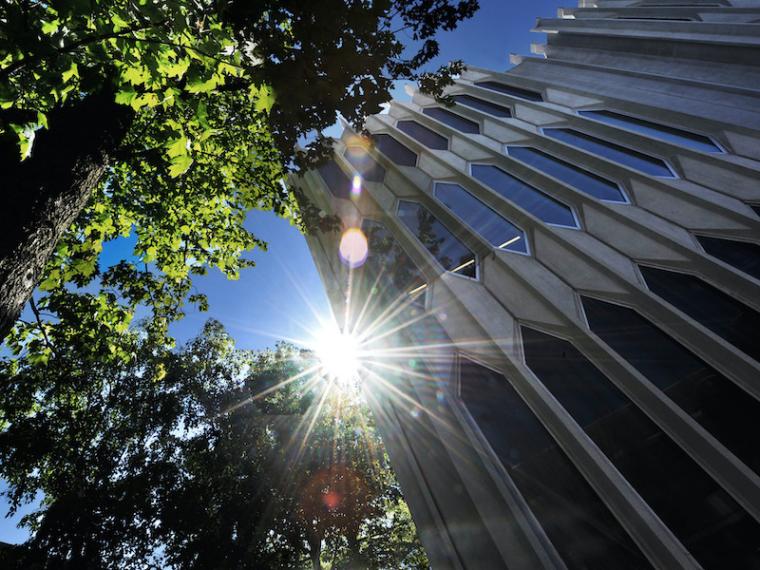 sun shining over Bibbins Hall