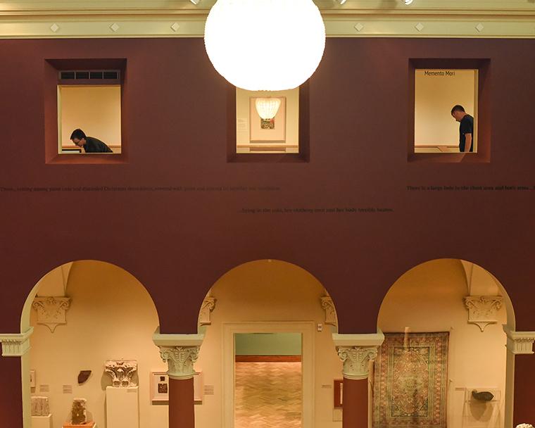Students walk around the Ripin Gallery in the Allen Memorial Art Museum