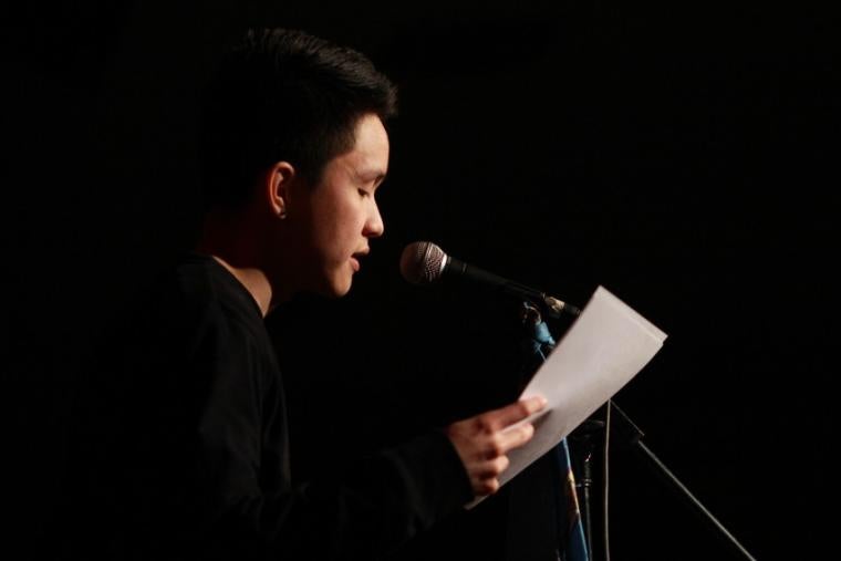 Spoken word artist Troy Osaki performs at the Cat in the Cream