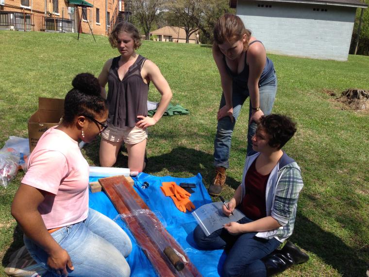 Students working on soil samples