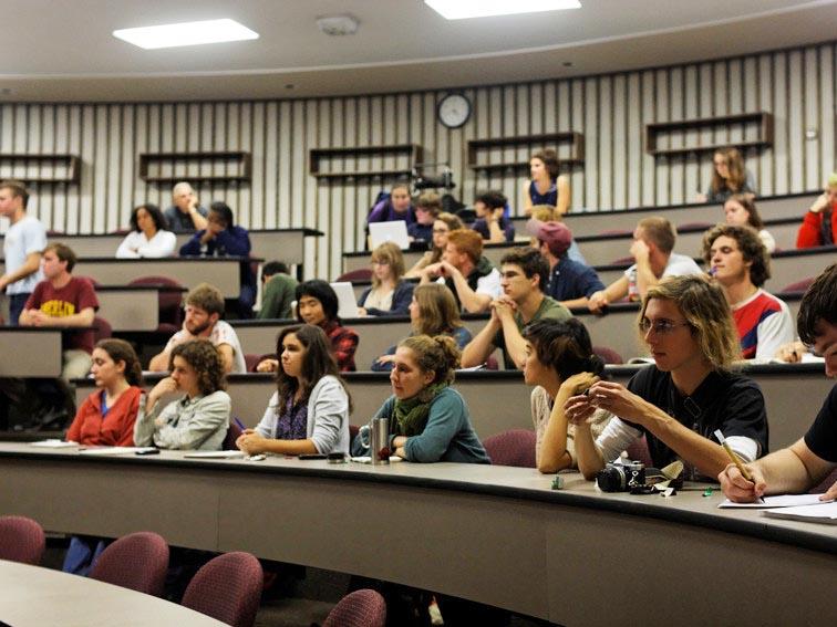 students sitting in a lecture hall