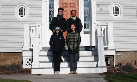 Shansi winter term grant recipients on the steps of the Shanis house