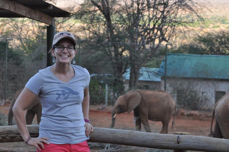 Sophia Weinmann standing in front on elephant