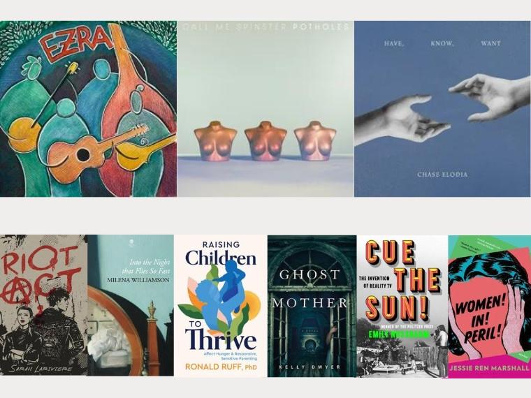 Collage of album and book covers